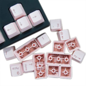 Tai-Hao Double Shot ABS Pink/Red Text - Full 104 Keys