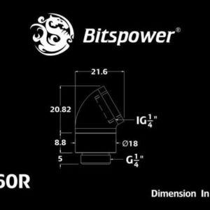 bitspower g14 deep blood red rotary 60 degree ig14 extender Bitspower G1/4'' Deep Blood Red Rotary 60-Degree IG1/4'' Extender