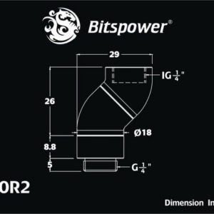 bitspower g14 matt black dual rotary 90 degree ig14 extender 2 Bitspower G1/4'' Matt Black Dual Rotary 90-Degree IG1/4'' Extender
