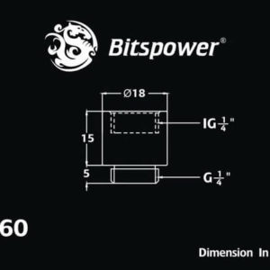 Bitspower G1/4'' Matt Black IG1/4'' Extender-15MM