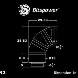 Bitspower G1/4'' Matt Black Triple Rotary 90-Degree IG1/4'' Extender