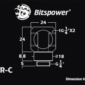 bitspower g14 silver shining q plus rotary ig14 x2 extender Bitspower G1/4'' Silver Shining Q Plus-Rotary IG1/4''X2 Extender