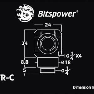 Bitspower G1/4'' Silver Shining Q Plus-Rotary IG1/4''X4 Extender