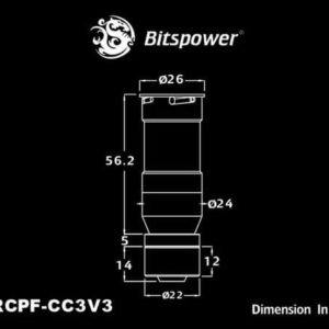 Bitspower Matt Black Quick-Disconnected Female With Rotary Compression Fitting CC3 For ID 3/8'' OD 5