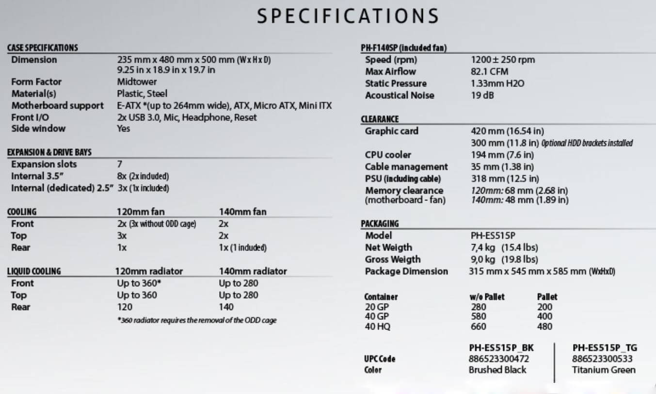 phanteks enthoo pro m titanium green mid tower case 2 Phanteks Enthoo Pro M Titanium Green - Mid Tower Case