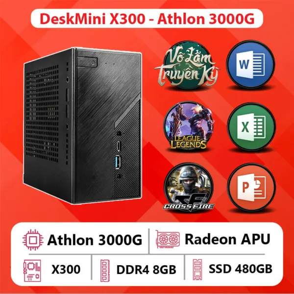 DeskMini X300 AMD (CPU AMD Athlon 3000G, Ram 8GB, SSD 480GB)