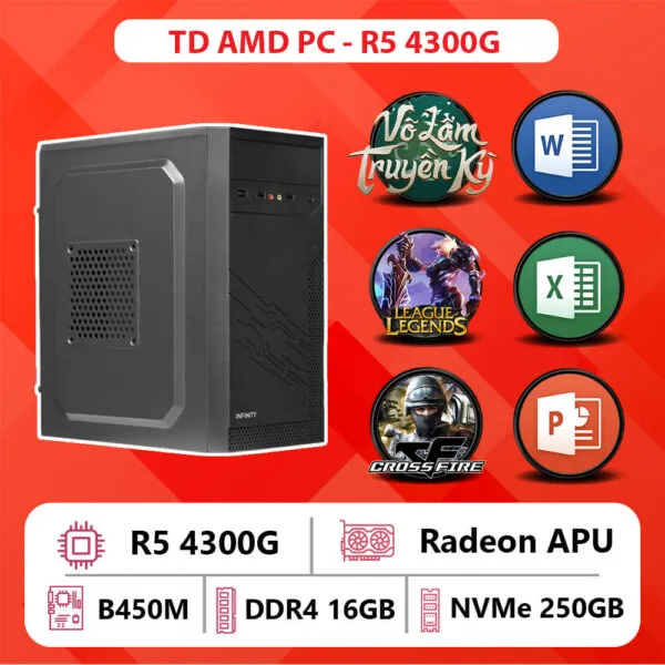 TD AMD PC (R5-4300G, B450M, Ram 16GB, SSD 250GB)