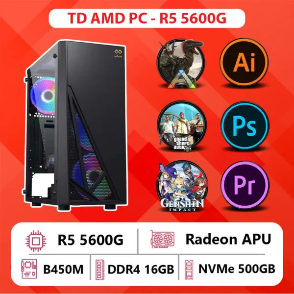 TD PC VĂN PHÒNG (R5-5600G, B450, 16GB DDR4, SSD 500GB)