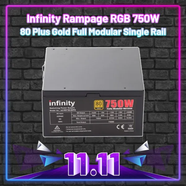 Infinity Rampage RGB 750W - 80 Plus Gold Full Modular Single Rail