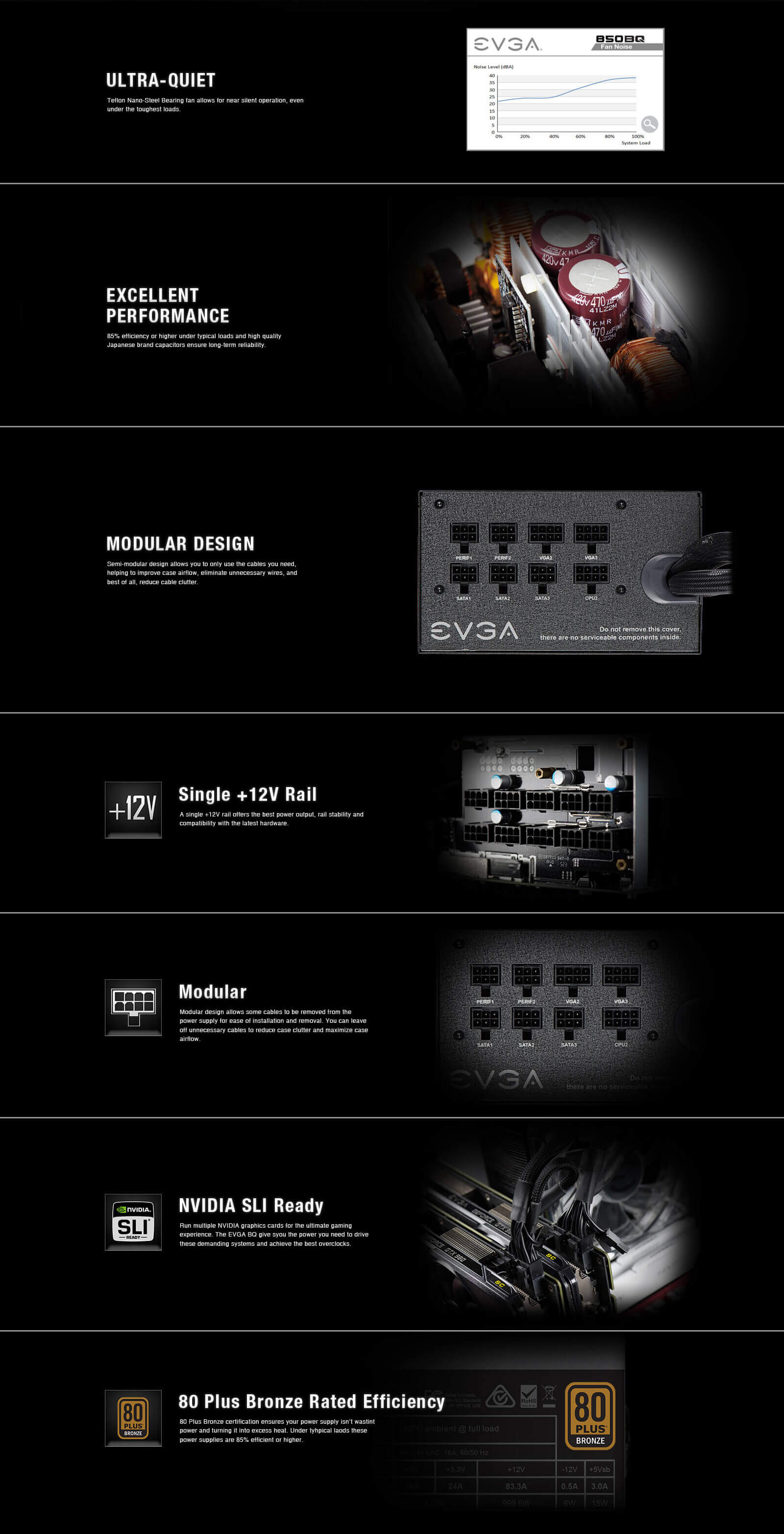 EVGA 850 BQ - 80+ BRONZE 850W - Semi Modular (TRAY)