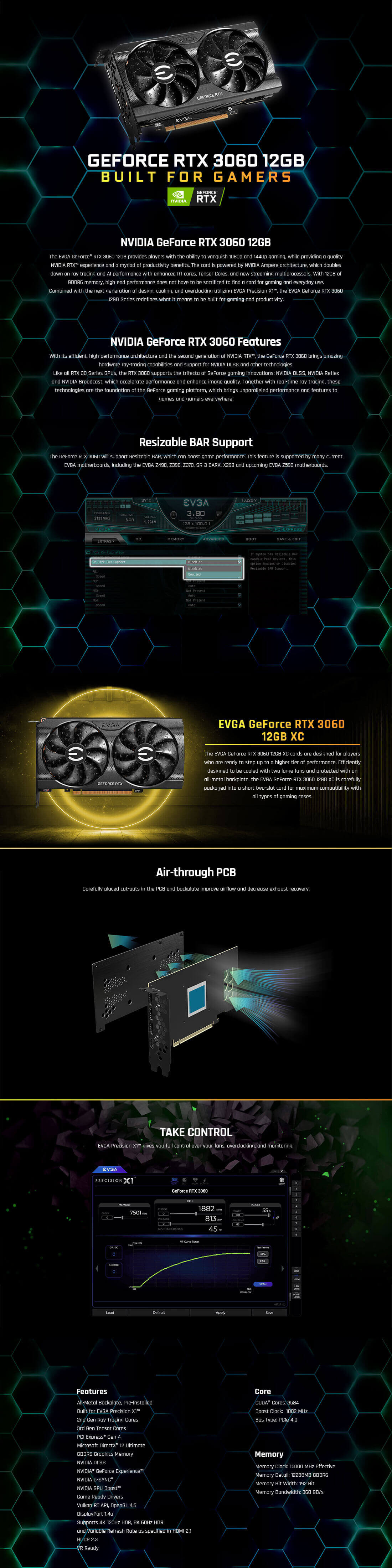 EVGA GeForce RTX™ 3060 XC GAMING - 12GB GDDR6 V2