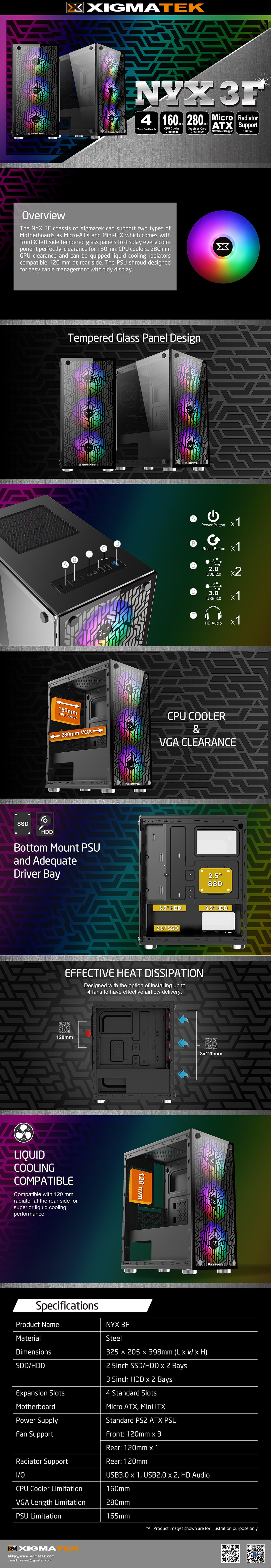 Case XIGMATEK NYX 3F RGB M ATX Mini Tower XIGMATEK NYX-3F RGB - M-ATX - Mini Tower