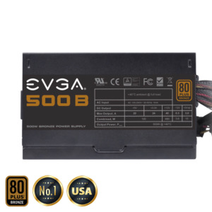 EVGA 500 B1 – 80 BRONZE 500W – Hard Line h4 EVGA 500 B1 - 80+ BRONZE 500W - Hard Line (TRAY)