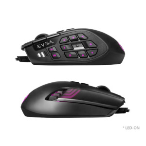 EVGA X15 MMO Gaming Mouse - 8k - Wired - Black - Customizable - 16,000 DPI - 5 Profiles - 20 Buttons - Ergonomic