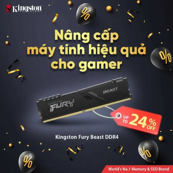 Kingston Hyper Fury BEAST Black 8GB (1x8GB) bus 3200 cas 16 - DDR4