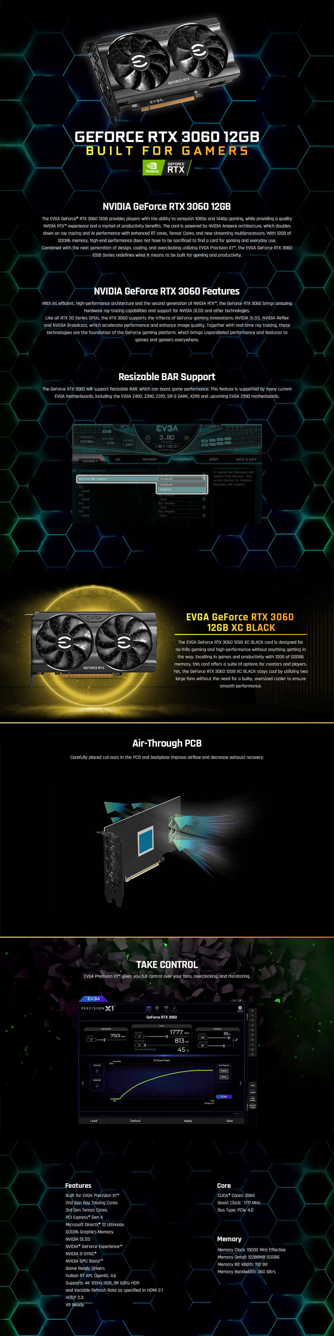 EVGA GeForce RTX™ 3060 XC BLACK GAMING - 12GB GDDR6 V2