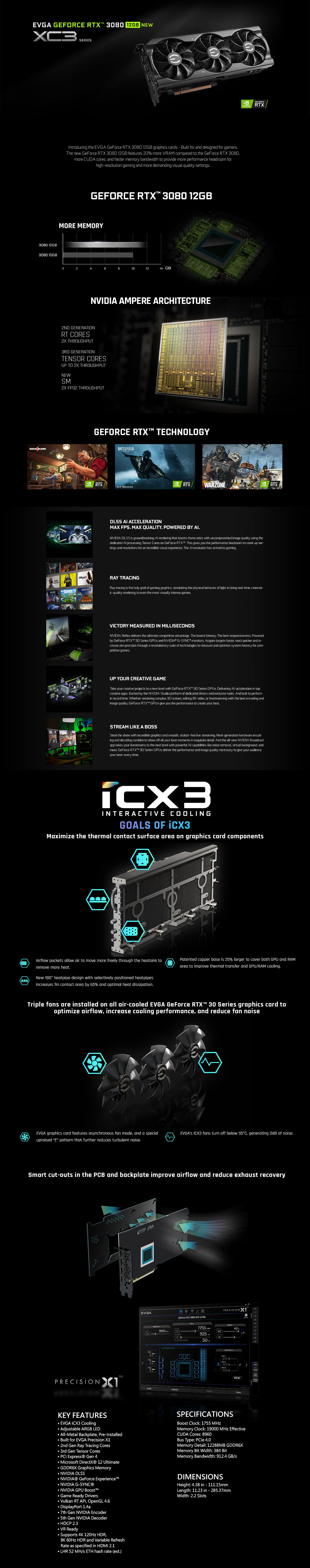EVGA GeForce RTX™ 3080 XC3 ULTRA GAMING - 12GB GDDR6X V2