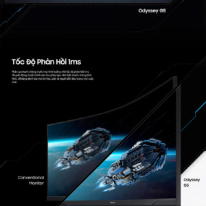 Samsung 3422 Odyssey G5 34 inch Ultra WQHD VA Curved 165 Hz 1ms HDR10 Chuyen Game 1 Samsung 34" Odyssey G5 - 34 inch Ultra WQHD VA / Curved / 165 Hz / 1ms / HDR10 / Chuyên Game