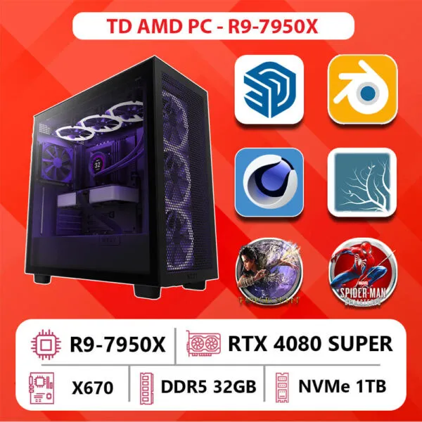 TD AMD PC (R9-7950X, X670, 32GB DDR5, 4080 SUPER, SSD 1TB)