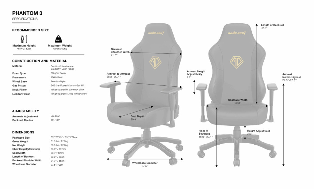 Andaseat Phantom 3 Creamy Pink - Premium PVC Leather - Office Gaming Chair