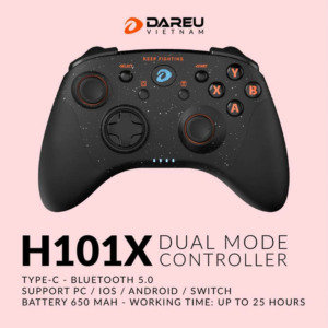 DAREU H101X Black - Dual Mode (Type-C, Bluetooth) Wireless GamePad