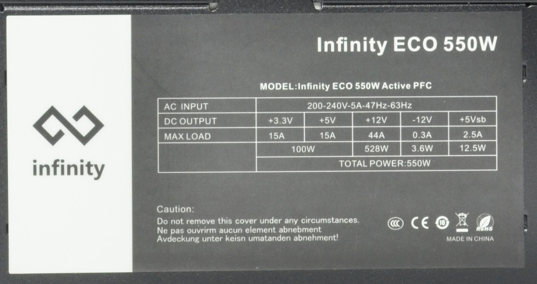 Infinity ECO 550W Single Rail – True Power Features 07 Infinity ECO 550W Single Rail – True Power
