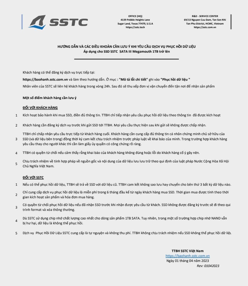 SSTC phuc hoi du lieu SSTC MEGAMOUTH 1TB - 2.5inch Sata 3 SSD