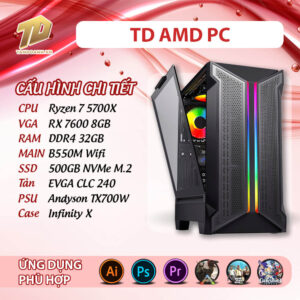 TD AMD PC (R7-5700X, B550M, RX7600, 32GB DDR4, SSD 500GB)