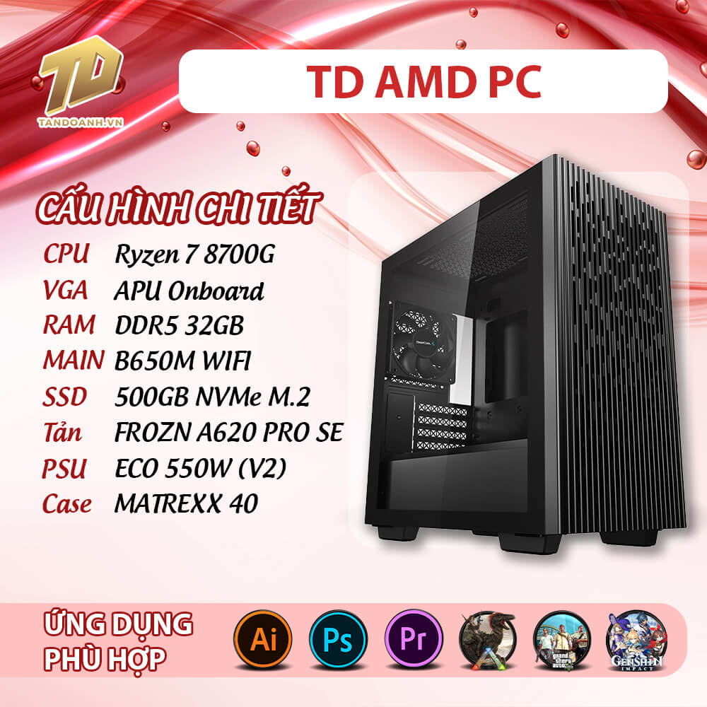 TD AMD PC 2025 R7 8700G TD AMD PC (R7-8700G, B650M, 32GB DDR5, SSD 500GB)