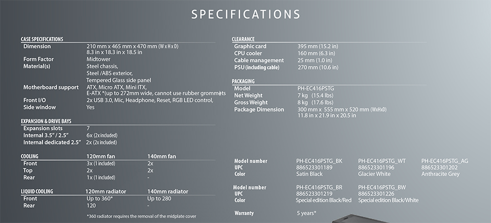 Phanteks Eclipse P400S Silent Edition Anthracite Grey Tempered Glass- RGB Illumination Mid-Tower Case Phanteks Eclipse P400S Silent Edition Anthracite Grey Tempered Glass- RGB Illumination Mid-Tower Case