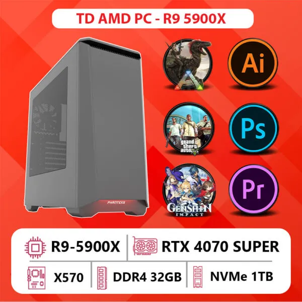 TD AMD PC (R9-5900X, X570, 32GB DDR4, 4070 Super, SSD 1TB)