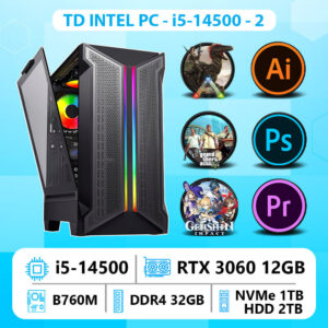 TD INTEL PC (I5-14600K, B760M, RTX5060, 32GB DDR4, SSD 1TB, HDD 2TB)