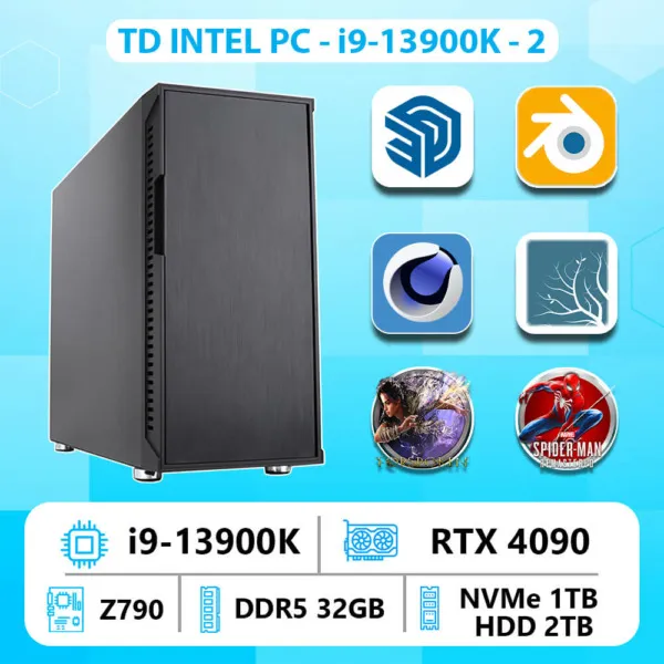 TD INTEL PC (i9 13900K, RTX4090, Z790, 32GB DDR5, SSD 1TB, HDD 2TB)
