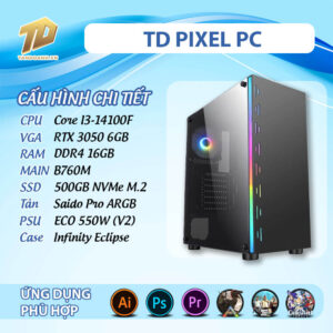 TD PIXEL PC (I3-14100F, B760M, RTX3050, 16GB DDR4, SSD 500GB)
