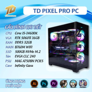 TD PIXEL PRO PC (I5-14600K, B760M, 5060TI 16GB, 32GB DDR5, SSD 500GB)