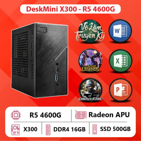 DeskMini X300 AMD (R5-4600G, Ram 16GB, SSD 500GB)