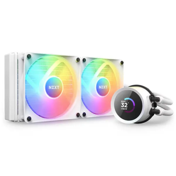 NZXT Kraken 240 RGB Matte White - 240mm AIO Liquid Cooler with LCD Display and RGB Fans