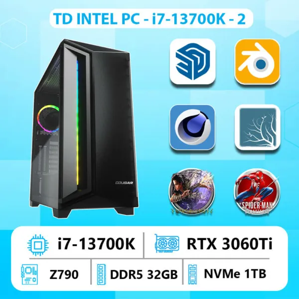 TD INTEL PC (i7-13700K, Z790, 3060ti, 32GB DDR5, SSD 1TB)