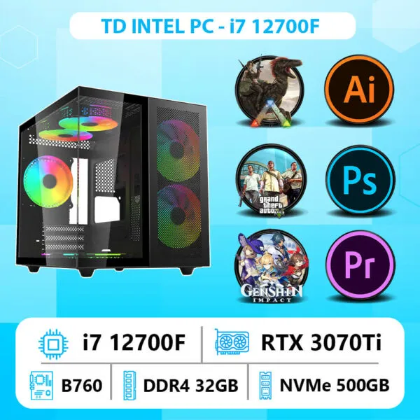 TD INTEL PC (i7-12700F, B760M, 3070Ti, 32GB DDR4, SSD 500GB)