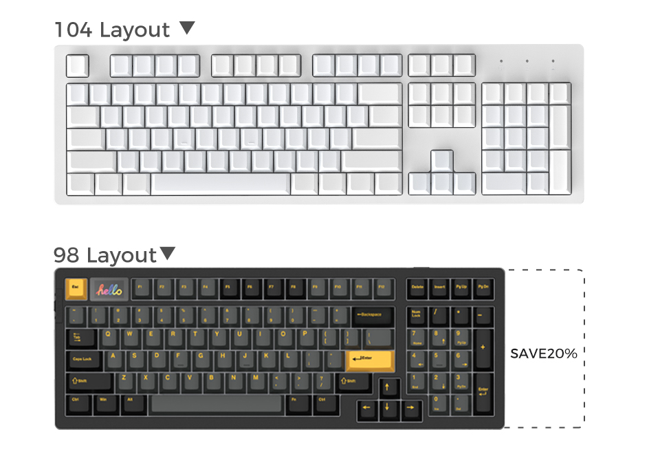 DAREU A98 PRO Timeless - Triple Mode | DareU DREAM Switch | RGB Gaming Wireless Keyboard DAREU A98 PRO Timeless - Triple Mode | DareU DREAM Switch | RGB Gaming Wireless Keyboard