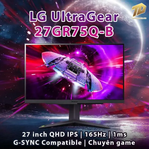 LG UltraGear 27GR75Q-B - 27 inch QHD IPS | 165Hz | 1ms | G-SYNC Compatible | Chuyên game