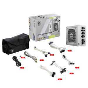 MAG A850GL PCIE5 WHITE ATX 3.1 H2 MSI MAG A850GL PCIE5 WHITE ATX 3.1- 850W 80Plus Gold – Fully Modular – Support PCIe Gen 5.1 Graphics Card