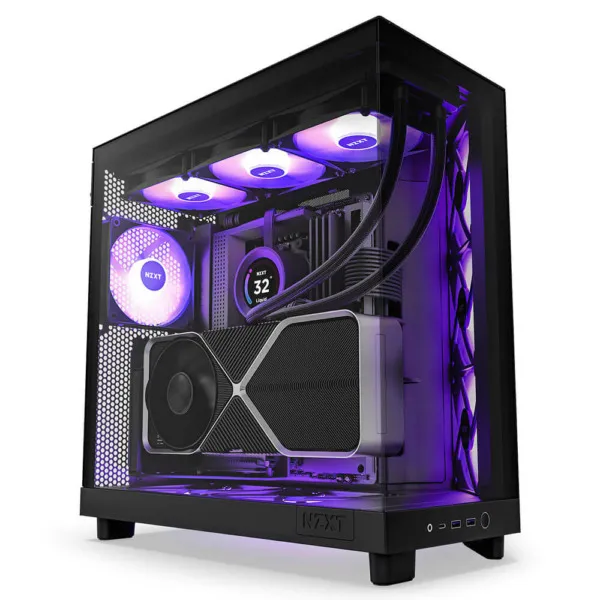 NZXT H6 Flow RGB Matte Black - Compact Dual-Chamber Mid-Tower Airflow Case with RGB Fans