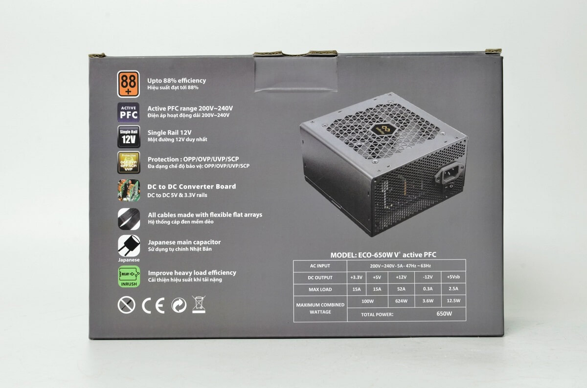 Infinity Eco V3 650w – DC to DC – Hiệu suất 88% – Active PFC – Single Rail