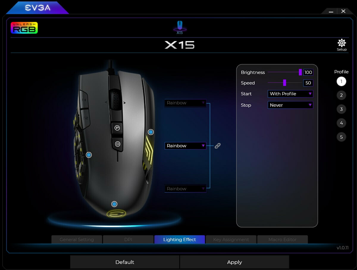 EVGA X15 MMO Gaming Mouse - 8k - Wired - Black - Customizable - 16,000 DPI - 5 Profiles - 20 Buttons - Ergonomic