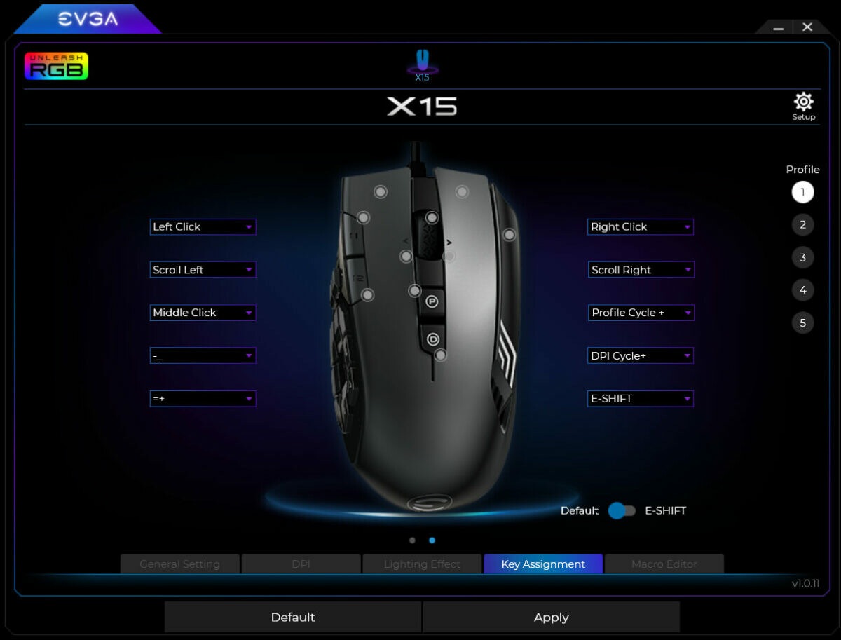 EVGA X15 MMO Gaming Mouse - 8k - Wired - Black - Customizable - 16,000 DPI - 5 Profiles - 20 Buttons - Ergonomic