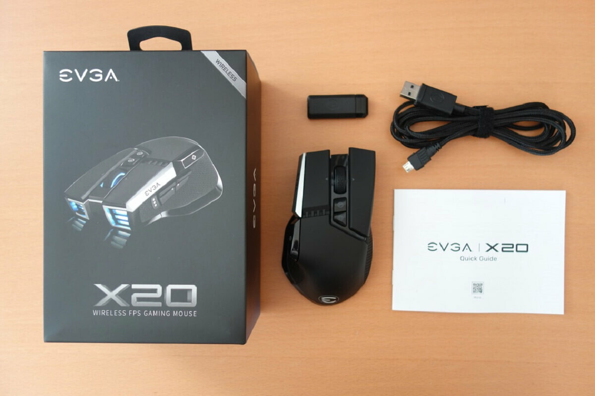 EVGA X20 Gaming Mouse - Wireless - Black - Customizable - 16,000 DPI - 5 Profiles - 10 Buttons - Ergonomic