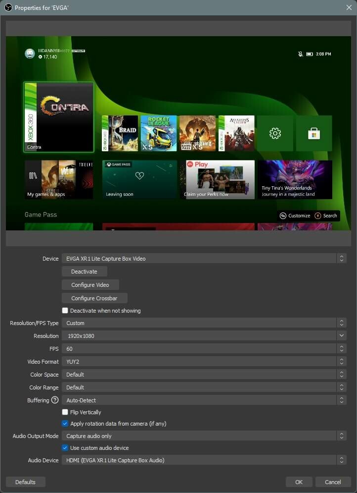 EVGA XR1 Lite Capture Card - Certified for OBS - USB 3.0 - 4K Pass Through