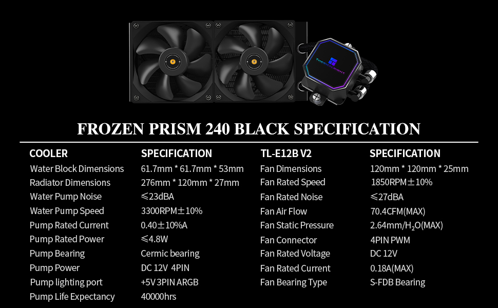 Thermalright Frozen Prism 240 BLACK - AIO CPU Cooler Thermalright Frozen Prism 240 BLACK - AIO CPU Cooler