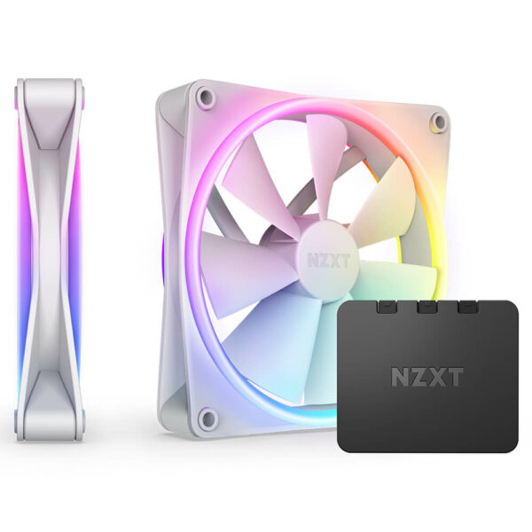 NZXT F140 RGB DUO Twin Pack White – 2 x 140mm RGB Fans & Controller